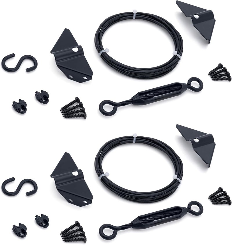 HILLMASTER Durable Anti Sag Gate Kit for Wooden Fence, Anti-Sag Gate Support Cable Kit in Zinc, Anti-Sagging Fence Gate Kit Steel Gate Hardware, Wood Door Repair Kit for Outdoor, Gate Frame Kit Black, 2 Pack - Image 1